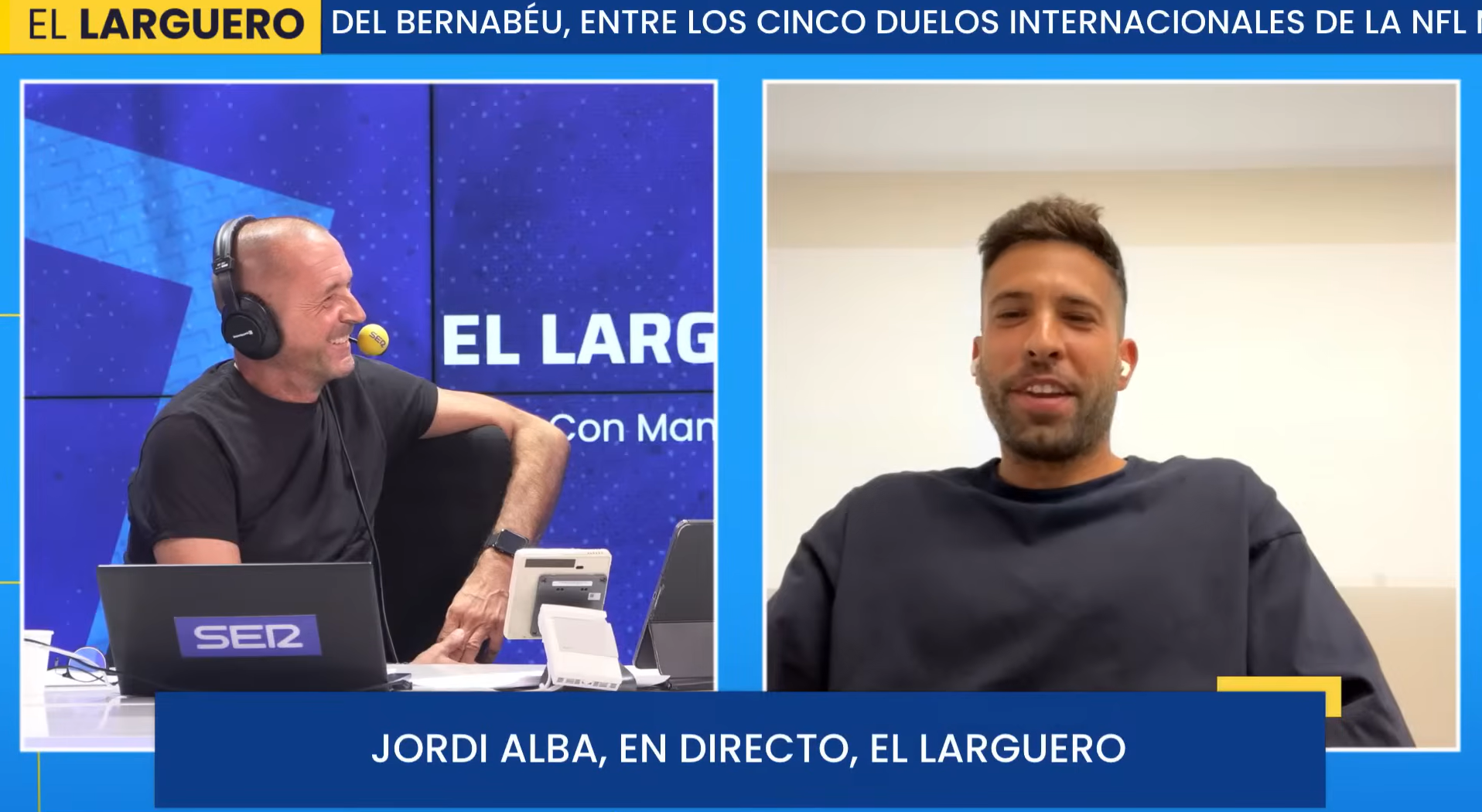 Jordi Alba en una entrevista en El Larguero