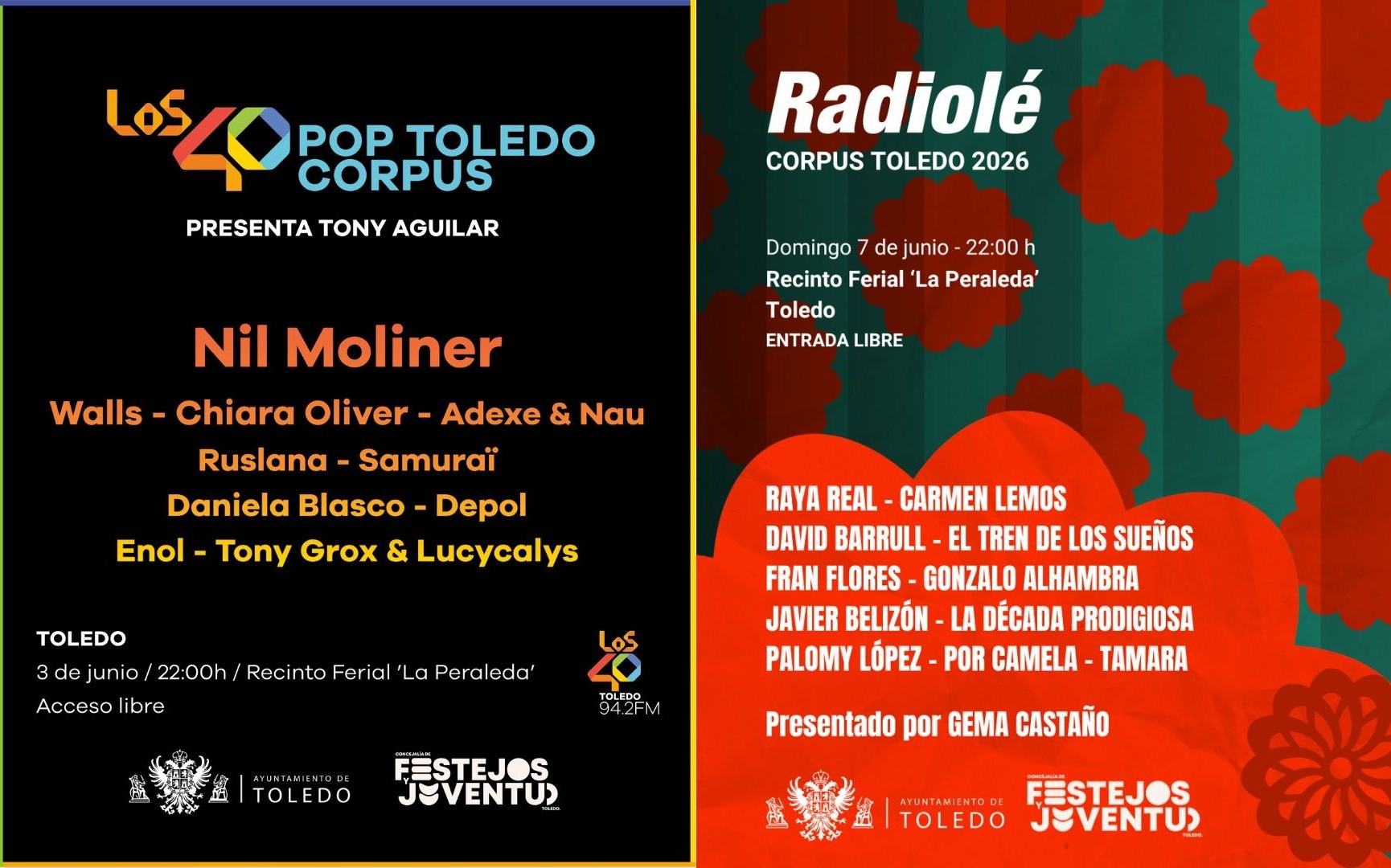 Cartel de LOS40 Pop Toledo Corpus y Radiolé Toledo Corpus